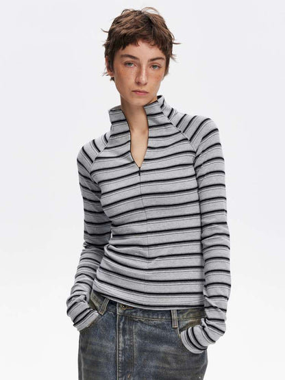 Vintage Striped Slim Knit Top【s0000015059】
