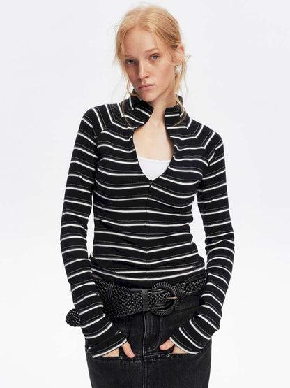 Vintage Striped Slim Knit Top【s0000015059】
