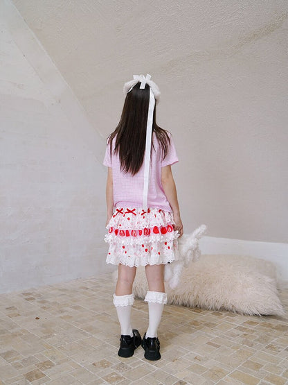 Cake Print Lace Bow Short Skirt【s0000018539】