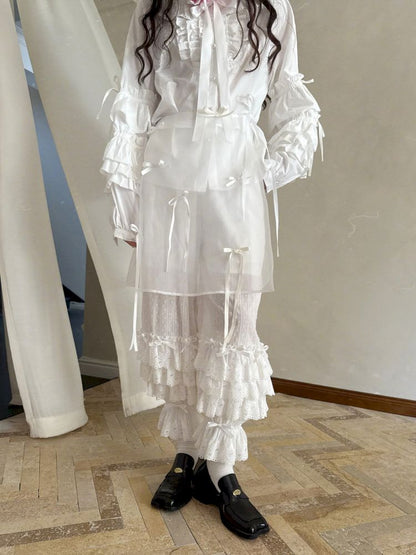 Cute bubble multi-layered lace bows pants【s0000012765】