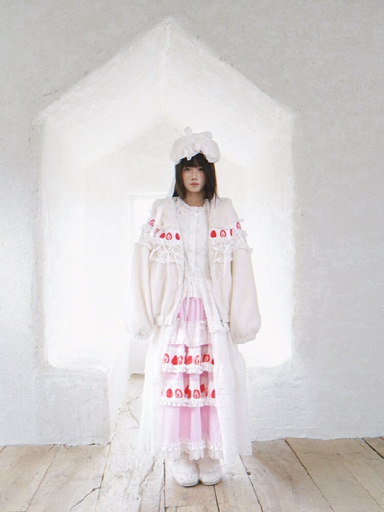 Cake Print Cut-Out Lace Bow Skirt【s0000018542】