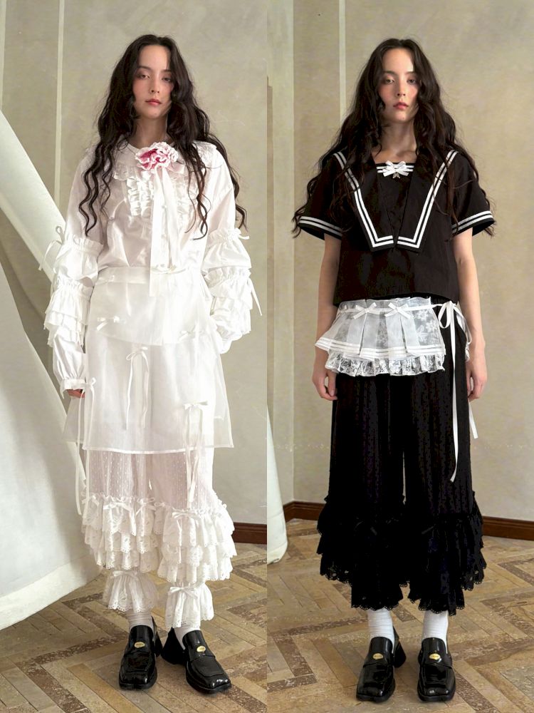 Cute bubble multi-layered lace bows pants【s0000012765】