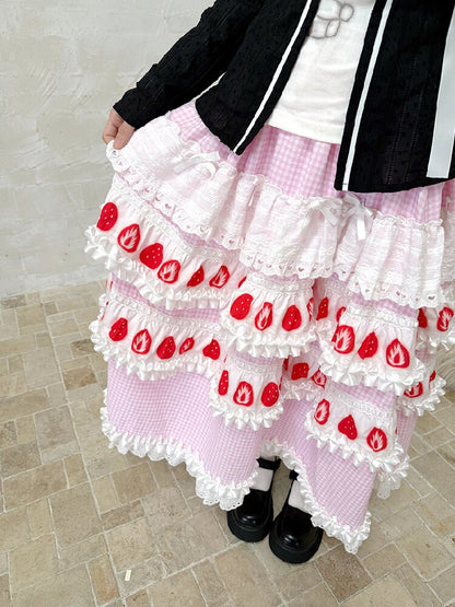 Cake Print Cut-Out Lace Bow Skirt【s0000018542】