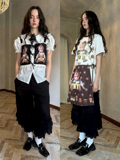 Cute bubble multi-layered lace bows pants【s0000012765】