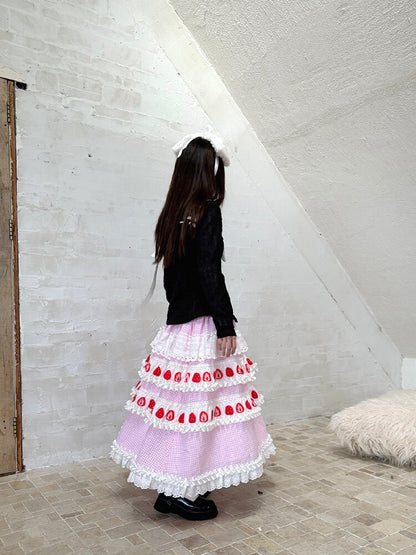 Cake Print Cut-Out Lace Bow Skirt【s0000018542】