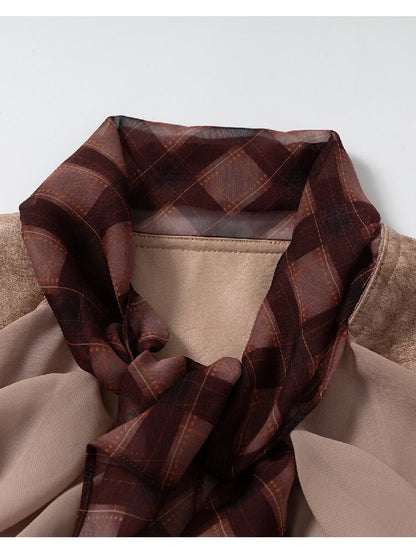 Streamer Snood Chiffon Leather Jacket【s0000015942】