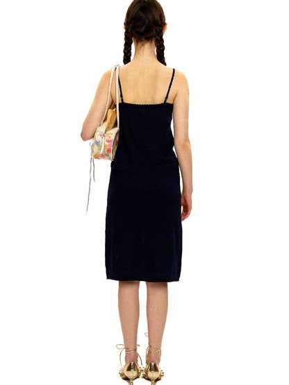 Breathable Lace Knit Top Skirt Set【s0000017442】