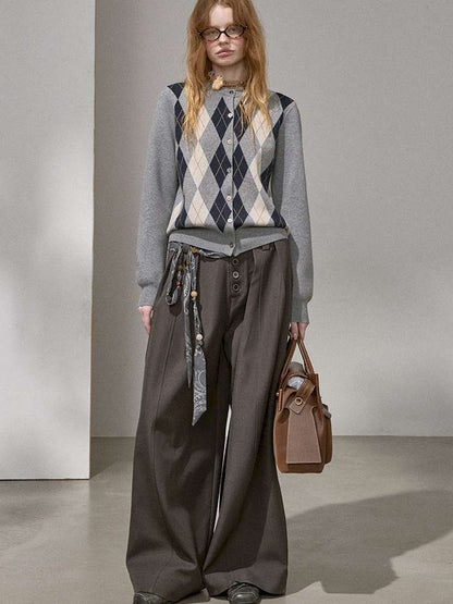 Diamond Plaid Knit Sweater Pants【s0000015072】