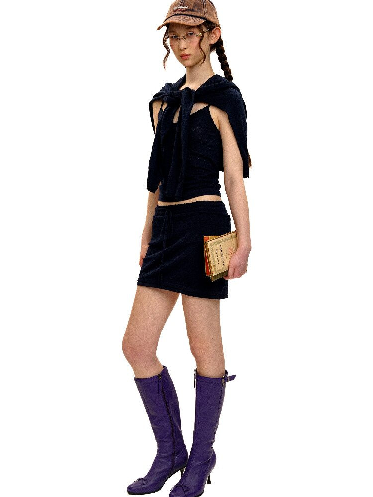 Breathable Lace Knit Top Skirt Set【s0000017442】