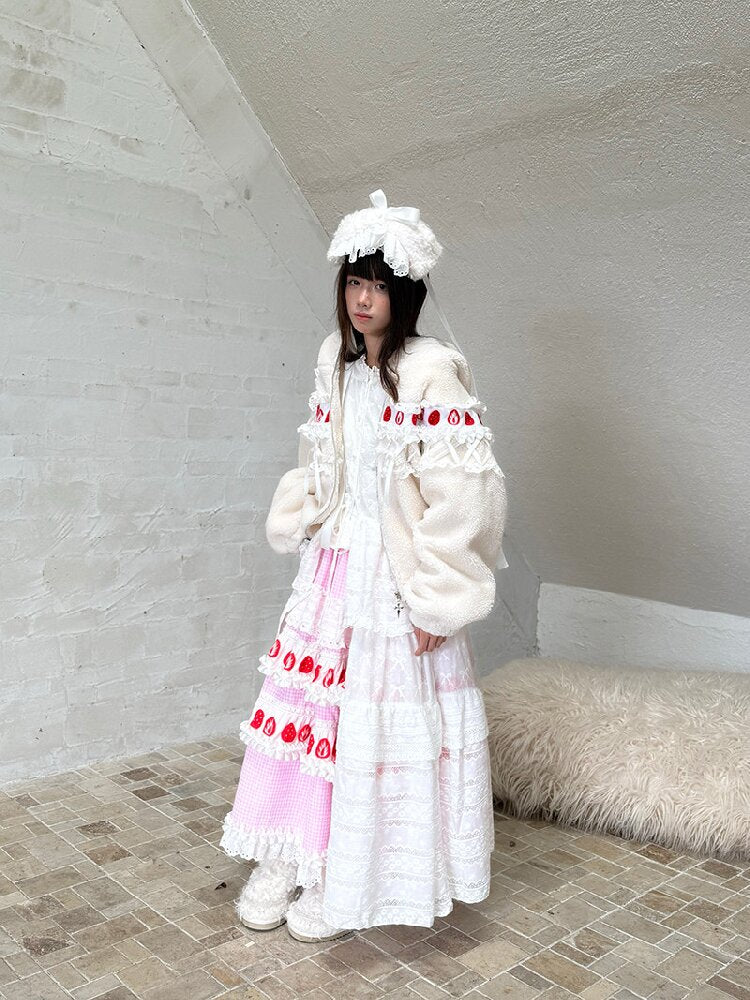 Cake Print Cut-Out Lace Bow Skirt【s0000018542】