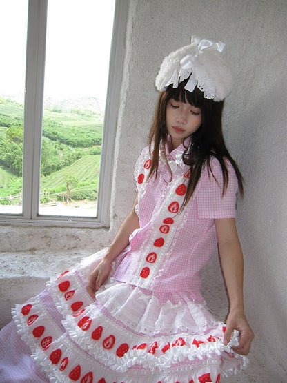 Cake Print Cut-Out Lace Bow Skirt【s0000018542】
