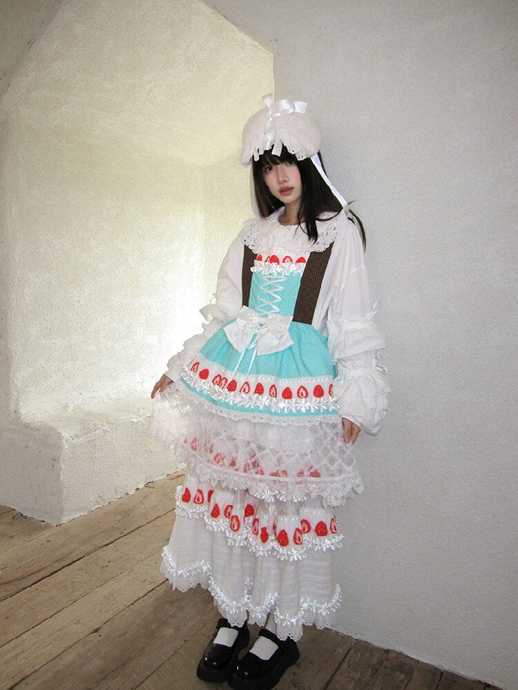 Cake Print Cut-Out Lace Bow Skirt【s0000018542】
