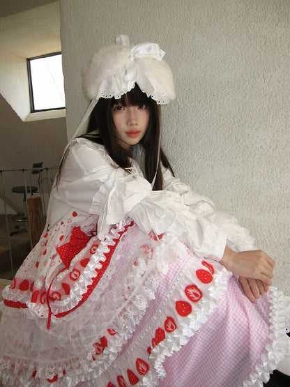 Cake Print Cut-Out Lace Bow Skirt【s0000018542】