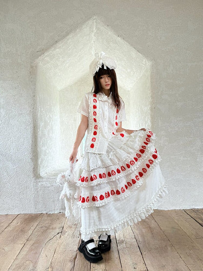 Cake Print Cut-Out Lace Bow Skirt【s0000018542】