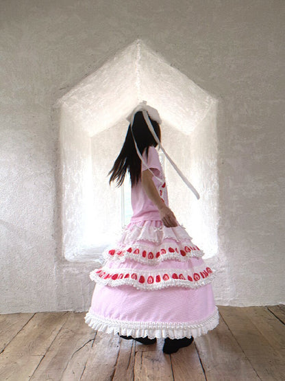 Cake Print Cut-Out Lace Bow Skirt【s0000018542】