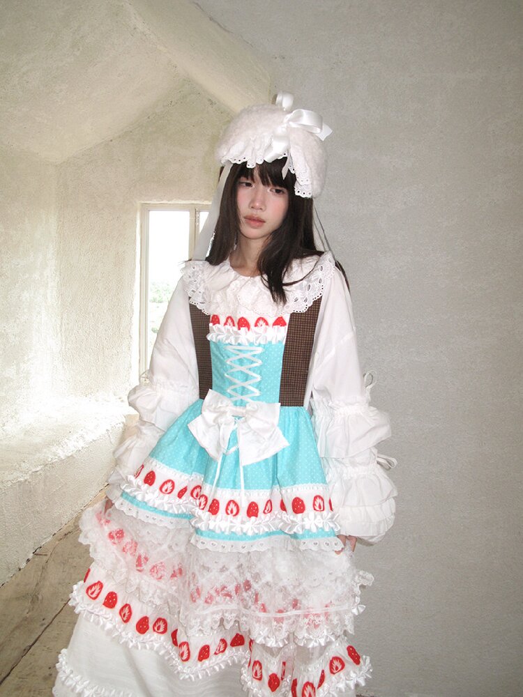 Cake Print Cut-Out Lace Bow Skirt【s0000018542】