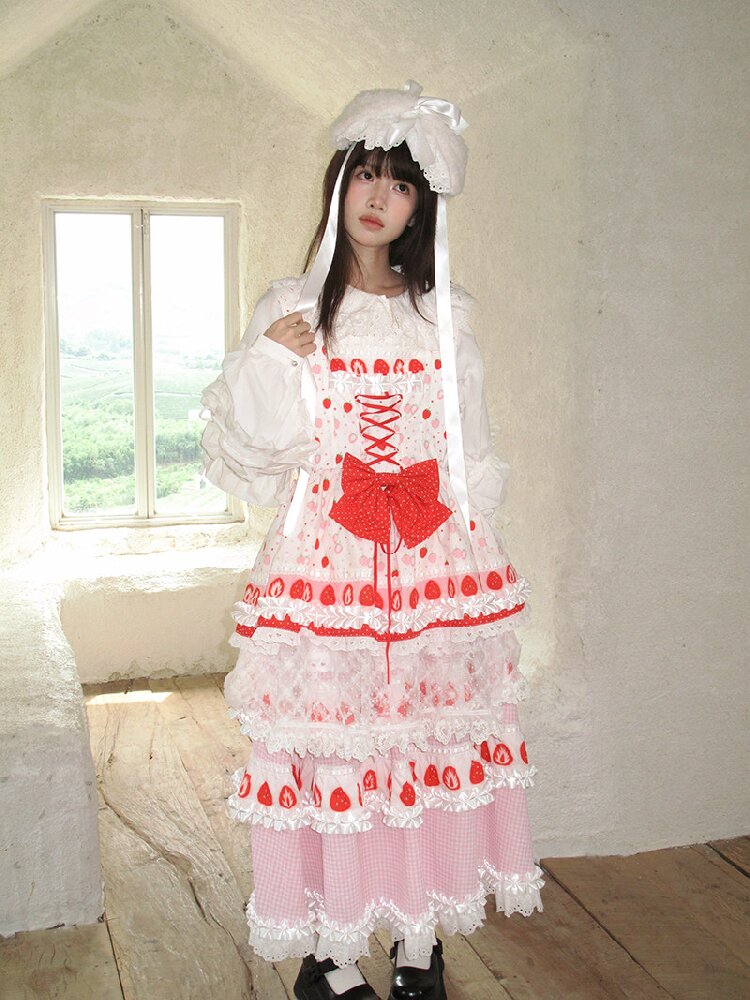 Cake Print Cut-Out Lace Bow Skirt【s0000018542】