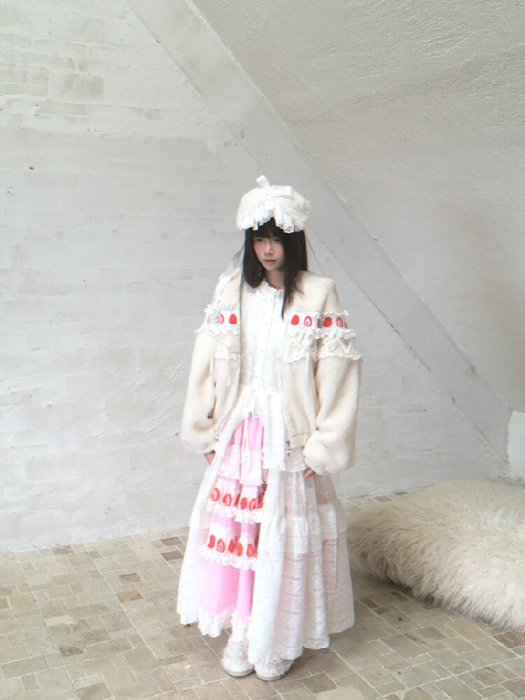 Cake Print Cut-Out Lace Bow Skirt【s0000018542】