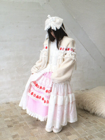 Cake Print Cut-Out Lace Bow Skirt【s0000018542】
