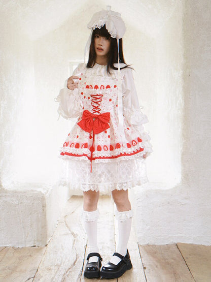 Polka Dot Floral Bow Tank Dress【s0000018543】