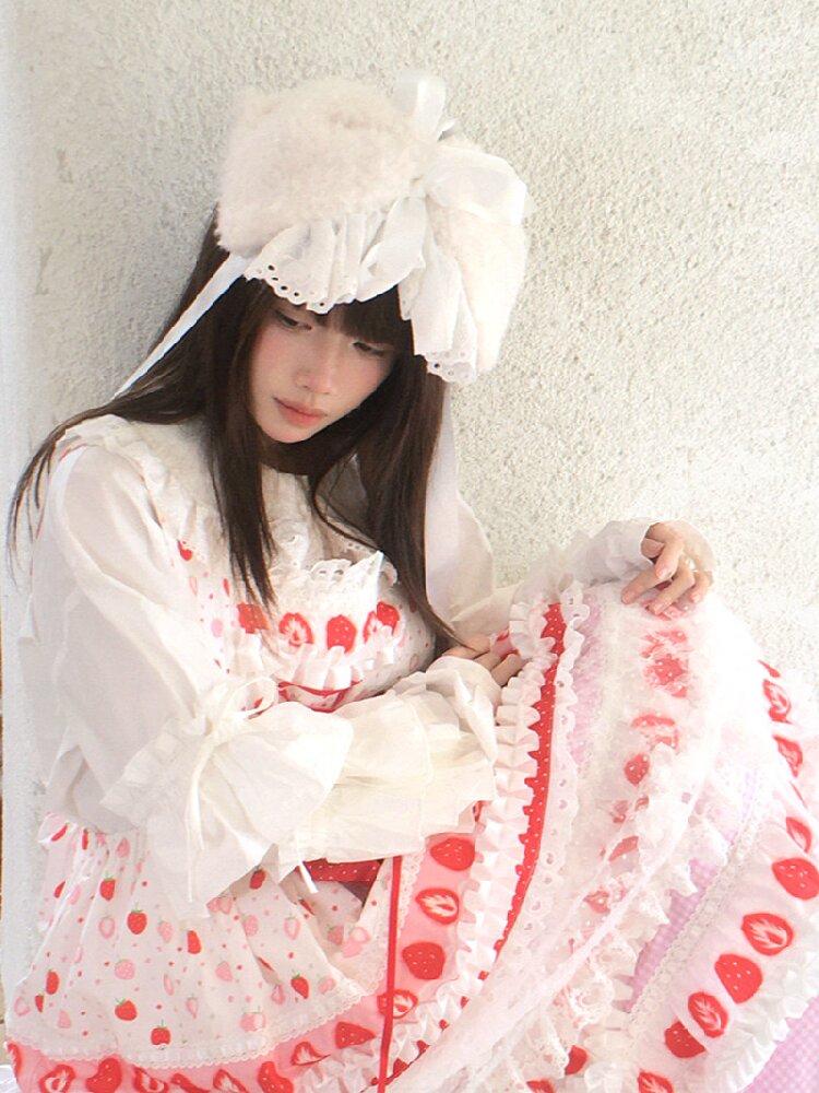Cake Print Cut-Out Lace Bow Skirt【s0000018542】