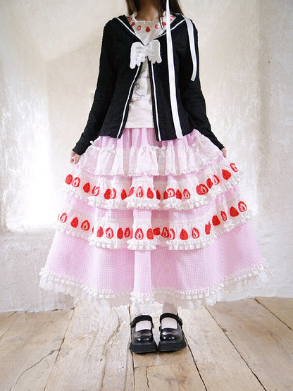 Cake Print Cut-Out Lace Bow Skirt【s0000018542】
