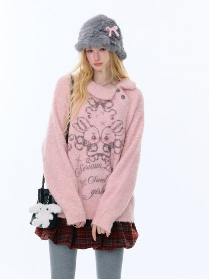 Rabbit Lazy Style Irregular Doll Collar Sweater【s0000015262】