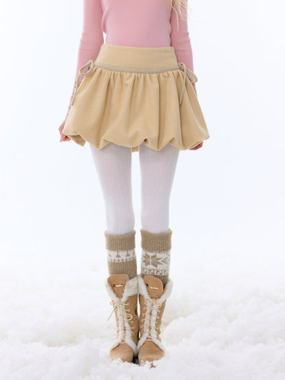 High Waist Slimming Drawstring Woolen Pocket Skirt【s0000015265】