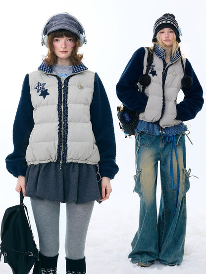 Star Print Contrast Stitching Thickened Warm Jacket【s0000015260】