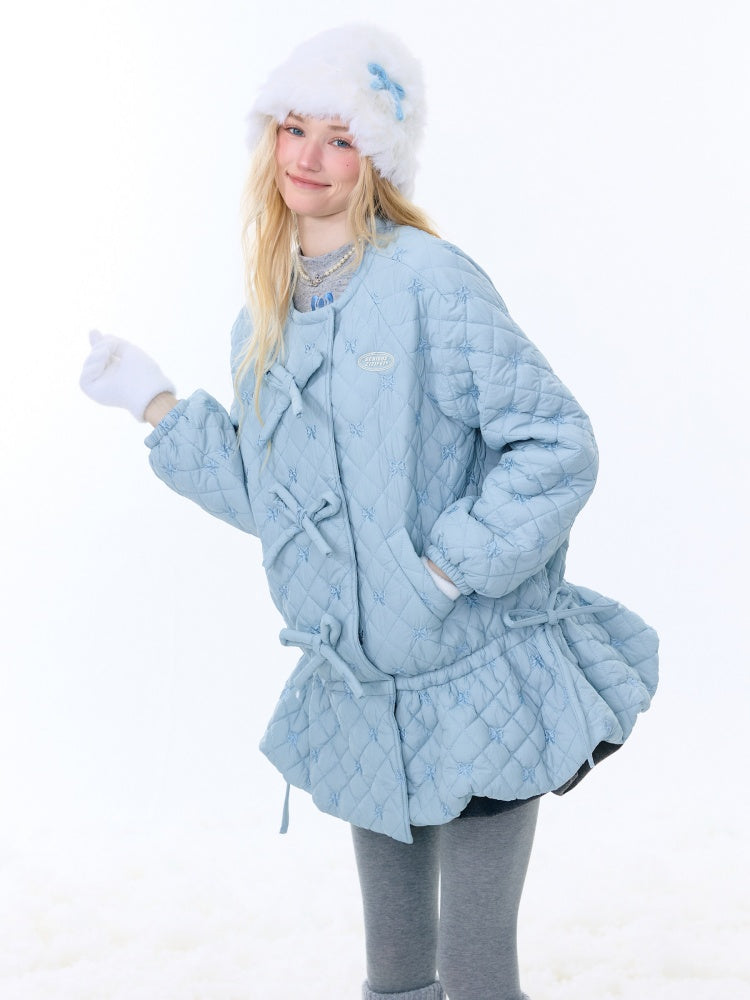 Design Pocket Hem Mid-Length Thickened Warm Cotton Quilted Jacket【s0000015258】