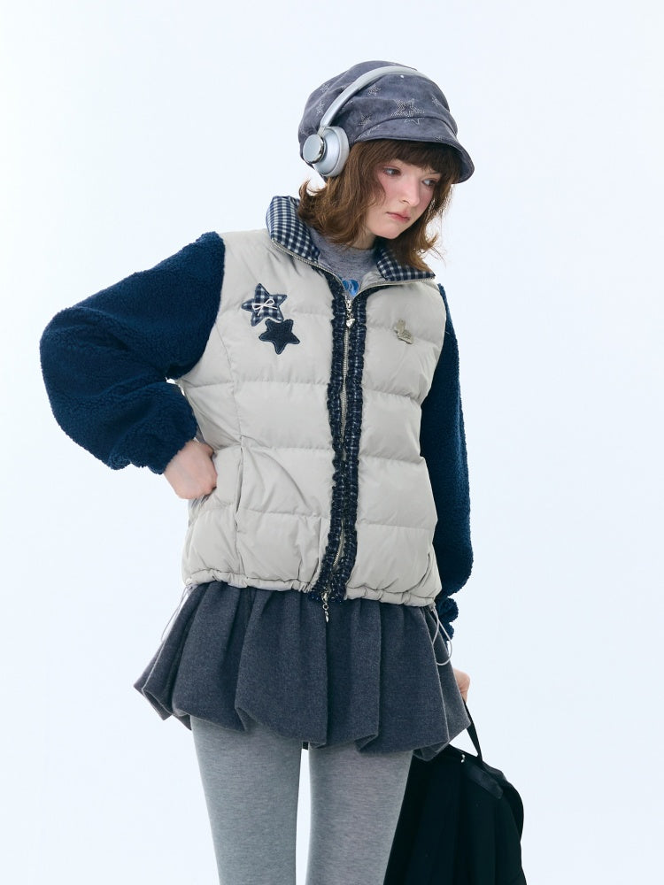 Star Print Contrast Stitching Thickened Warm Jacket【s0000015260】
