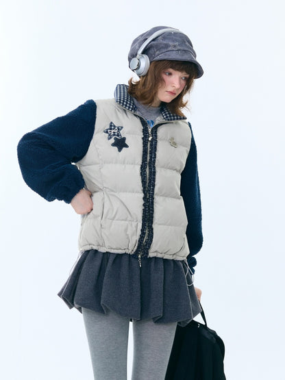 Star Print Contrast Stitching Thickened Warm Jacket【s0000015260】