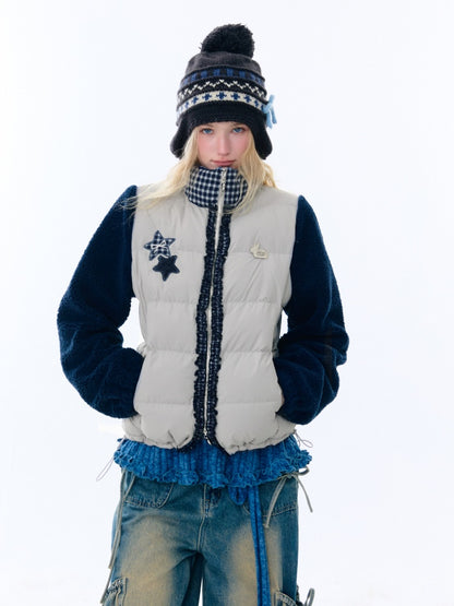 Star Print Contrast Stitching Thickened Warm Jacket【s0000015260】