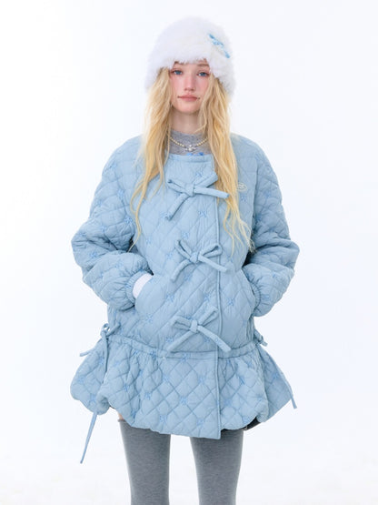 Design Pocket Hem Mid-Length Thickened Warm Cotton Quilted Jacket【s0000015258】