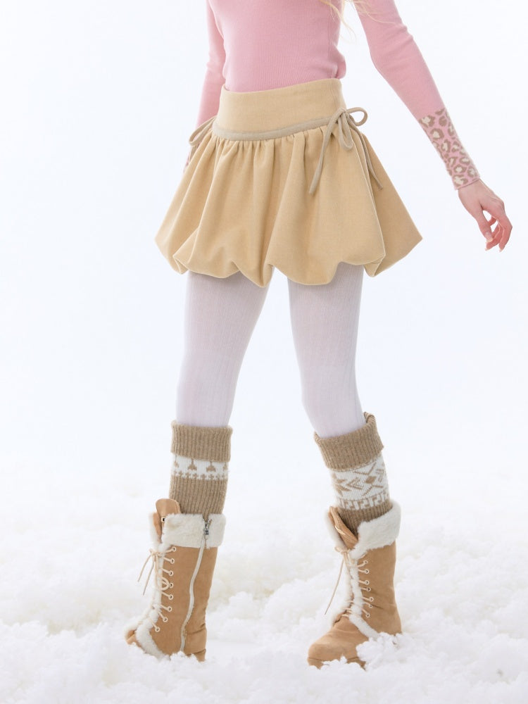 High Waist Slimming Drawstring Woolen Pocket Skirt【s0000015265】