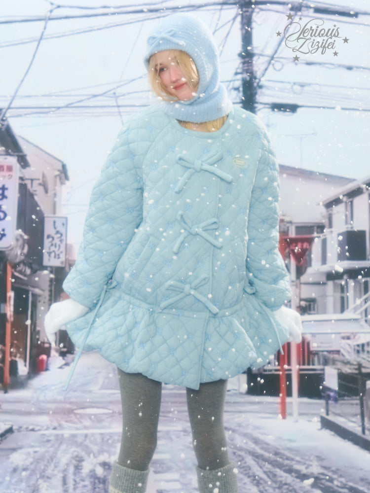 Design Pocket Hem Mid-Length Thickened Warm Cotton Quilted Jacket【s0000015258】