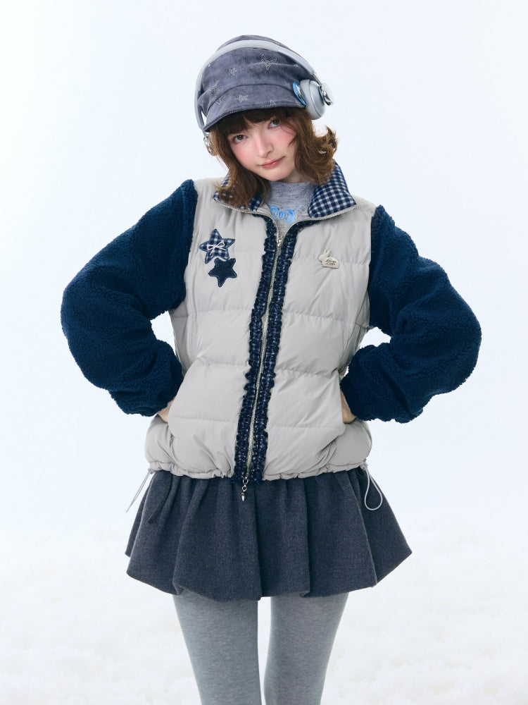 Star Print Contrast Stitching Thickened Warm Jacket【s0000015260】