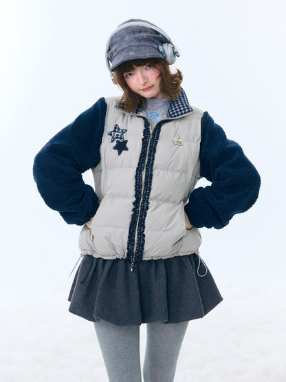 Star Print Contrast Stitching Thickened Warm Jacket【s0000015260】