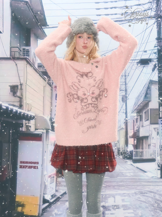 Rabbit Lazy Style Irregular Doll Collar Sweater【s0000015262】