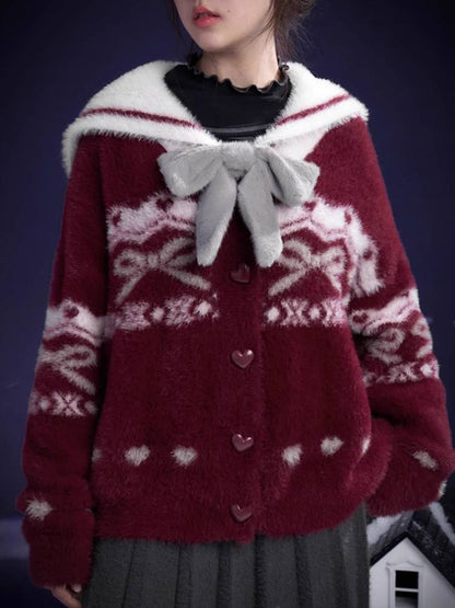 Sailor collar fake 2 piece cardigan【s0000011283】