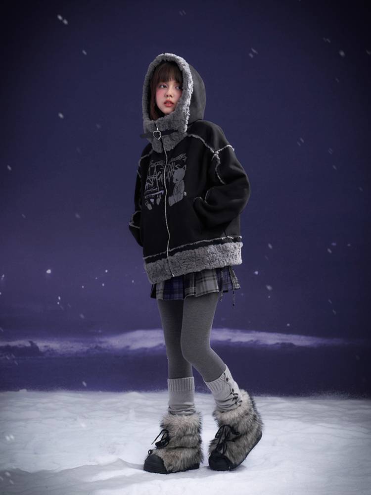 Warm bear hooded jacket【s0000011281】