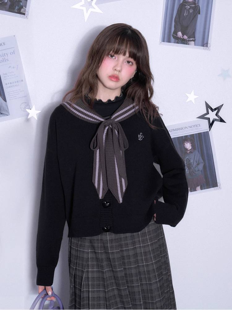 Sailor style knit cardigan【s0000011296】