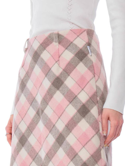 High waist slim check skirt【s0000011036】
