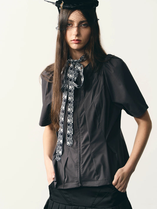 Short sleeve zipper slim shirt【s0000007329】