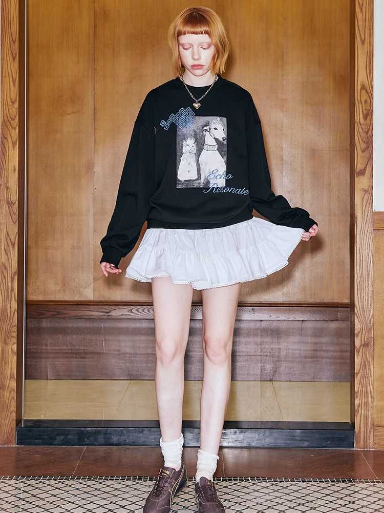 Embroidery Pure Cotton Loose Sweatshirt [S0000010781]