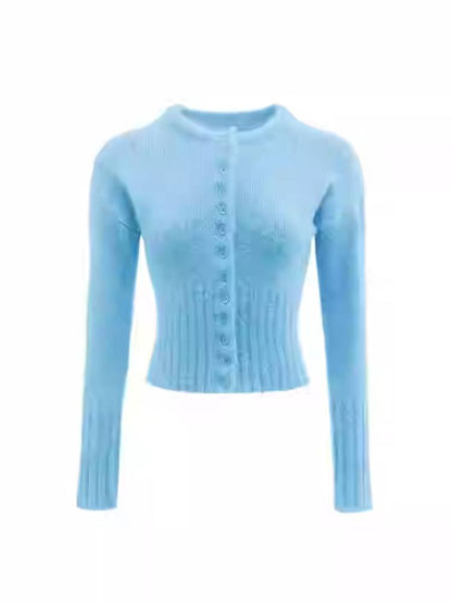 Round neck slim cardigan【s0000011382】