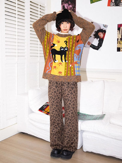 Leopard print wool casual pants【s0000011309】