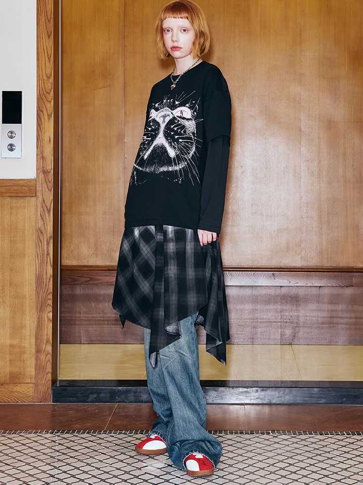 Fake two-piece long sleeve loose T-shirt【s0000009837】