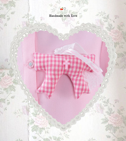 PINK PLAID COTTON FILLED BOW CHARM [S0000009334]