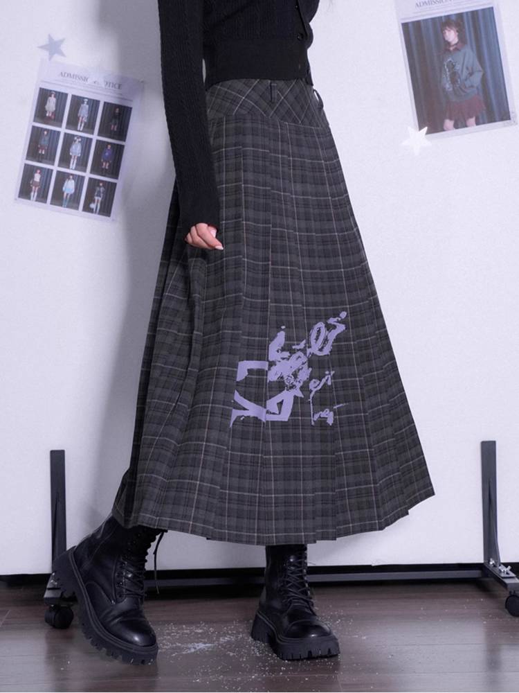 Plaid long skirt【s0000011096】